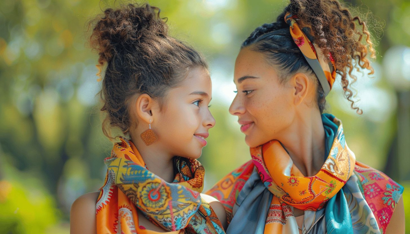 Eco - Guide des dimensions pour un chèche adulte et des astuces pour assortir votre foulard avec celui de votre fille